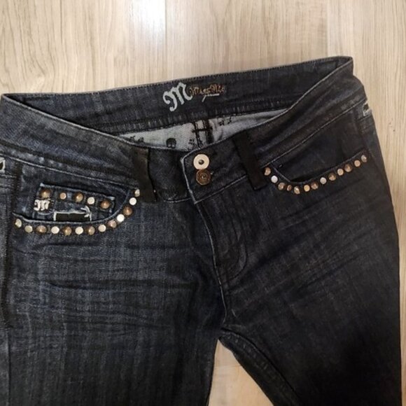 Miss Me Dark Blue Boot Cut Jeans with Studded Pockets - Picture 4 of 5